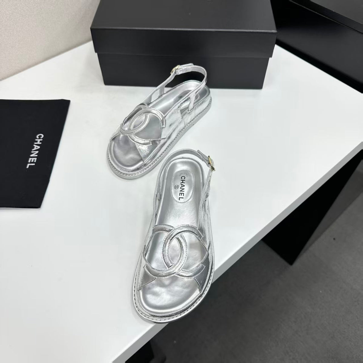 Chanel 2026 Double C Sandal Suede Lambskin