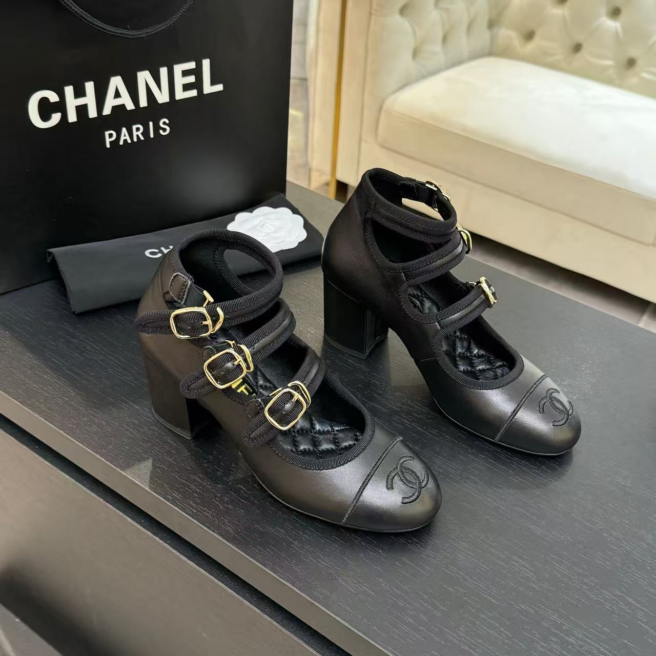 Chanel 2026 Buckle Straps Pump 70mm Sheepskin