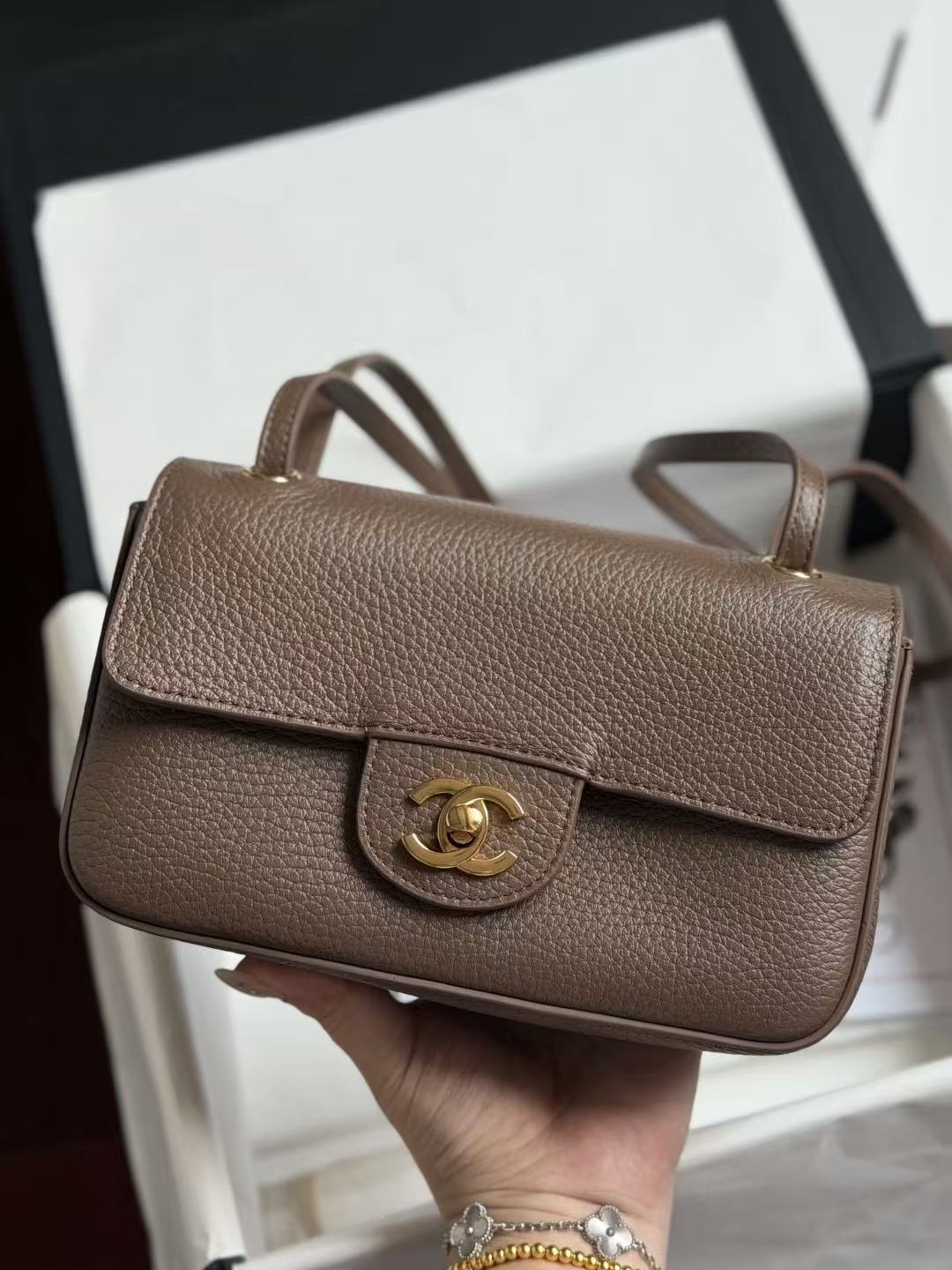 Chanel 2026 Mini Flap Bag 20cm Denim And Grained Calfskin