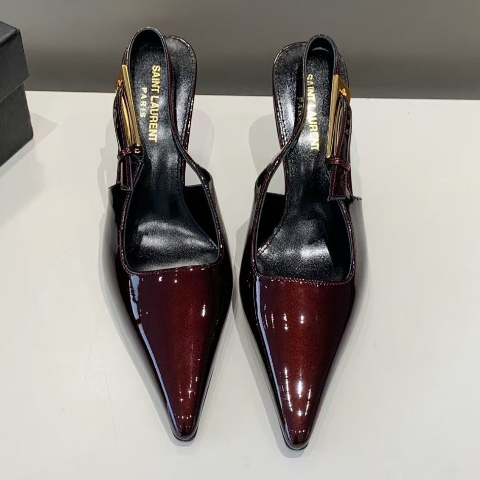 Saint Laurent 2026 Lee High-heeled Slingback Leather