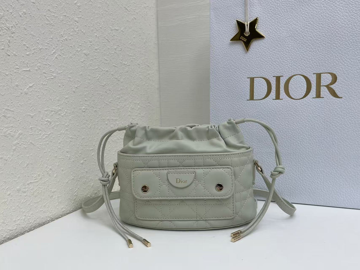 Dior 2026 Mini DiorTravel Bucket Bag 22cm Fabric Lambskin