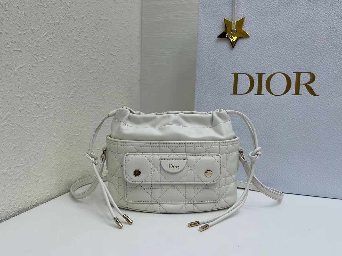 Dior 2026 Mini DiorTravel Bucket Bag 22cm Fabric Lambskin