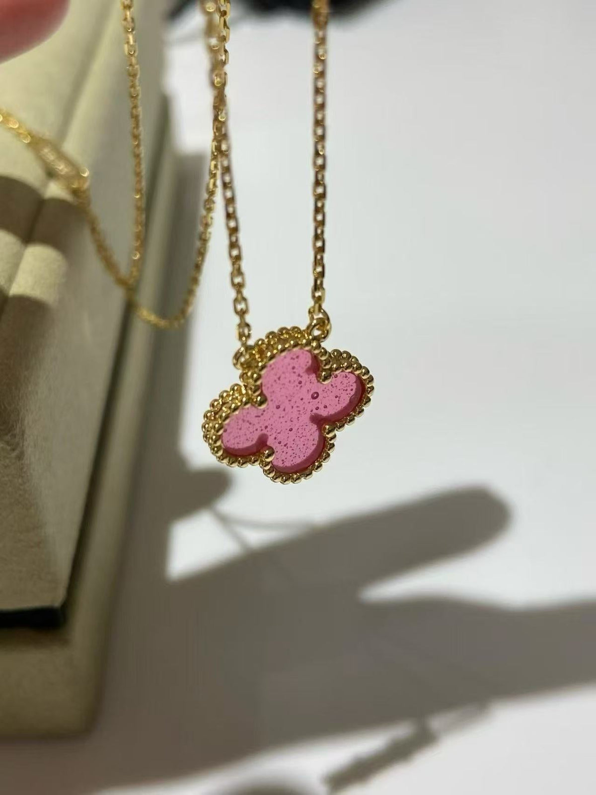 VCA Vintage Alhambra Necklace And Bracelet Set With Pink Enamel