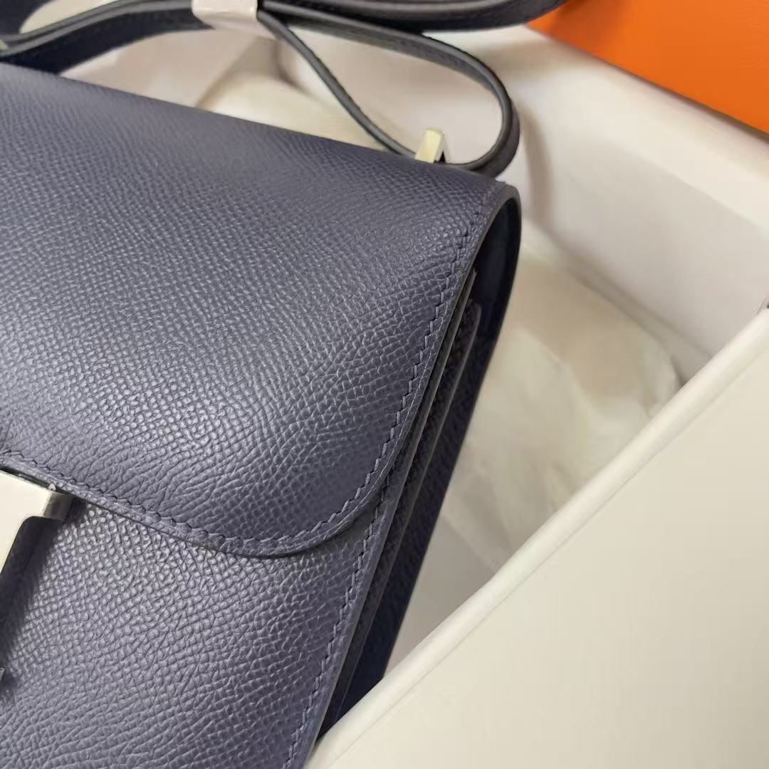 Hermes 2026 Constance Bag Blue Indigo Epsom Leather With Silver Hardware
