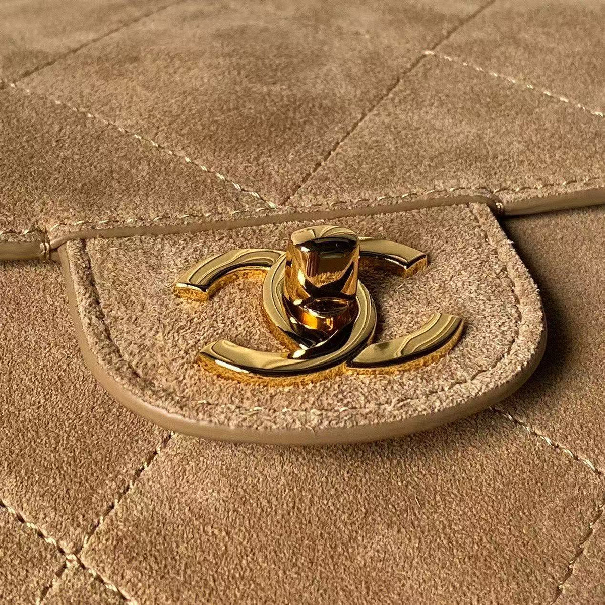 Chanel 2026 Souplissimo Maxi Flap Bag 39cm Dark Beige Suede Leather