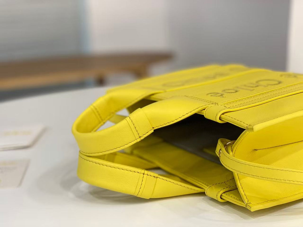 Chloe 2026 Woody Tote Bag Yellow Leather