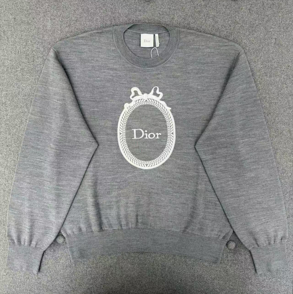 Dior 2026 Médaillon Embroidered Sweater Gray Wool-Blend Knit