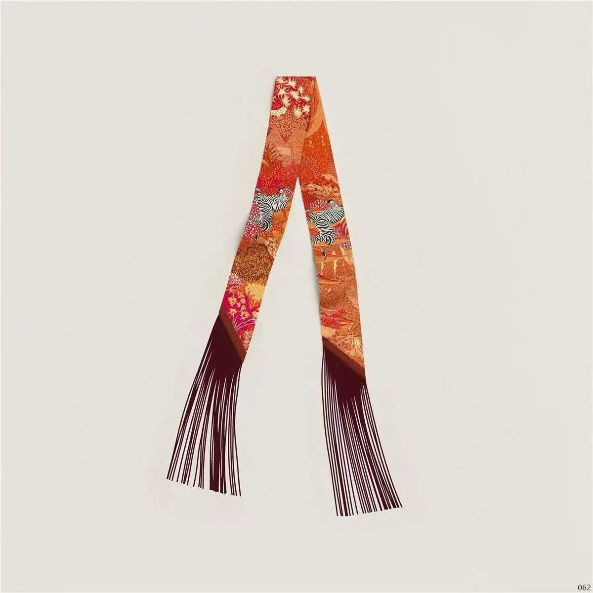 Hermes 2026 Bandana Fringes Twilly Scarf 86cm Silk 217486