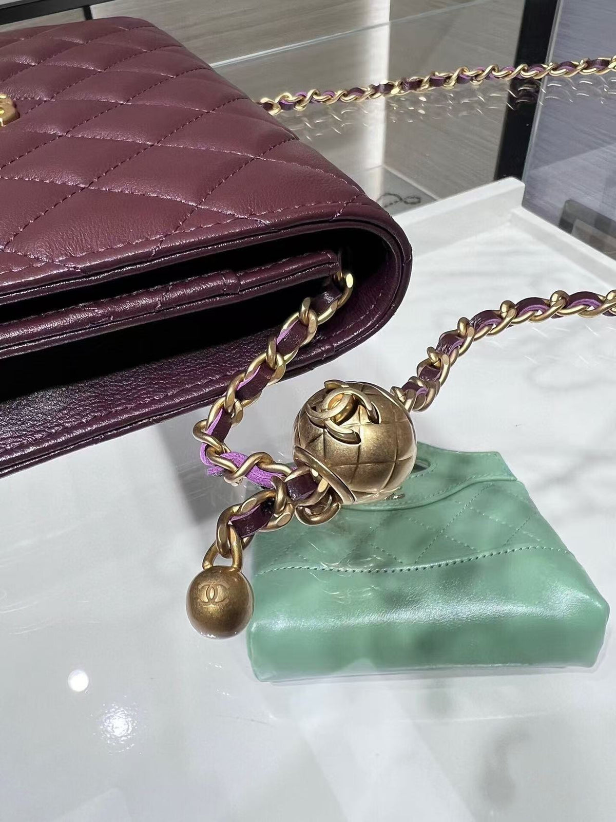 Chanel 2026 Quilted Wallet On Chain 19cm Burgundy Leather