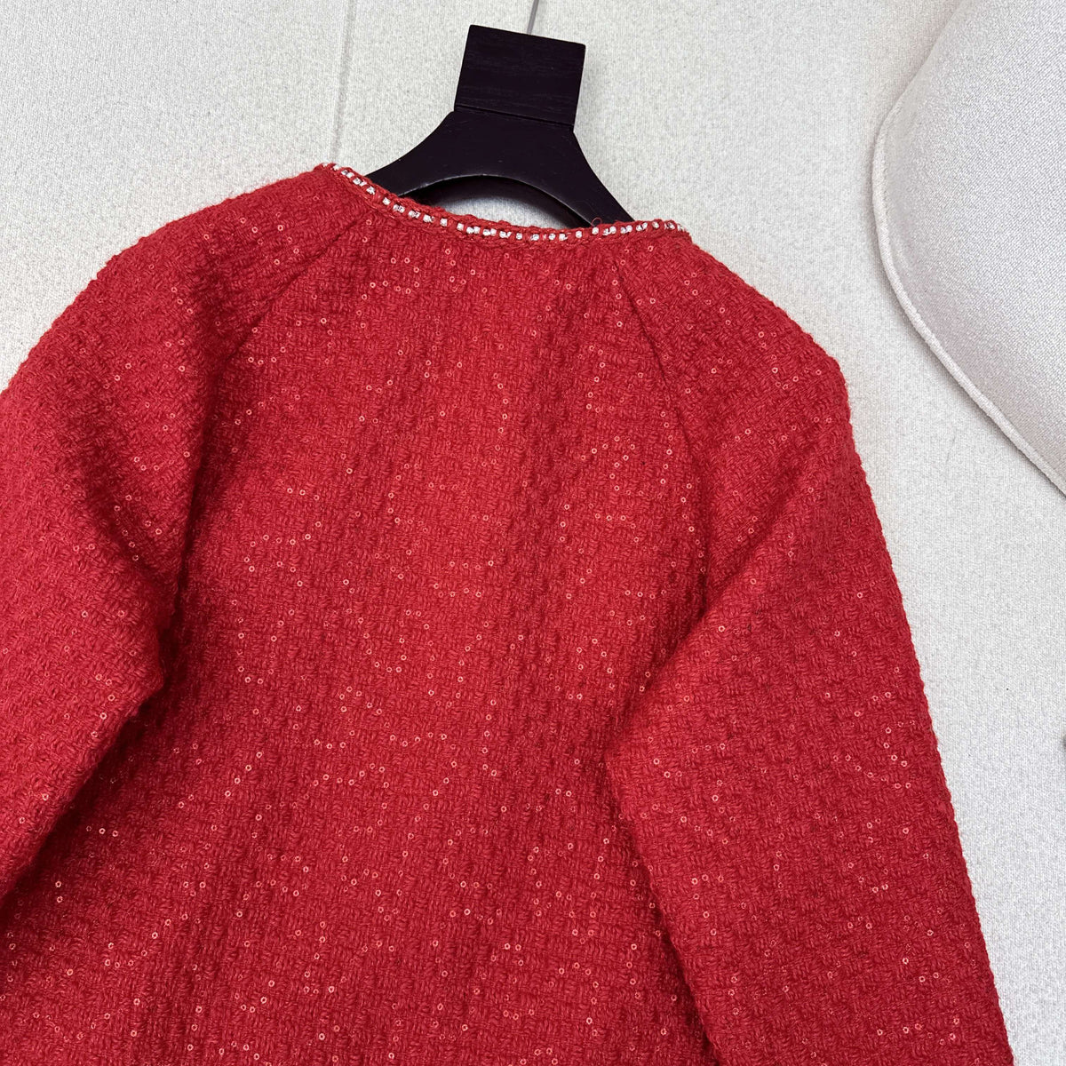 Chanel 2026 Short Jacket And Skirt Set Red Tweed