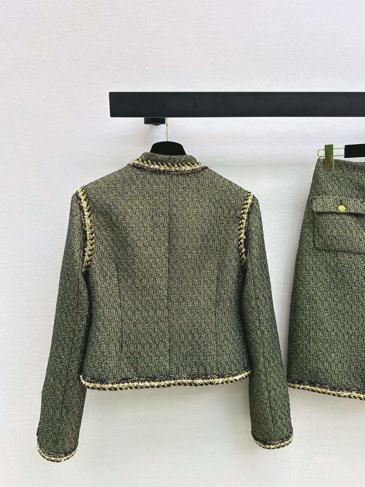 Chanel 2026 Jacket And Skirt Set Moss Green Tweed