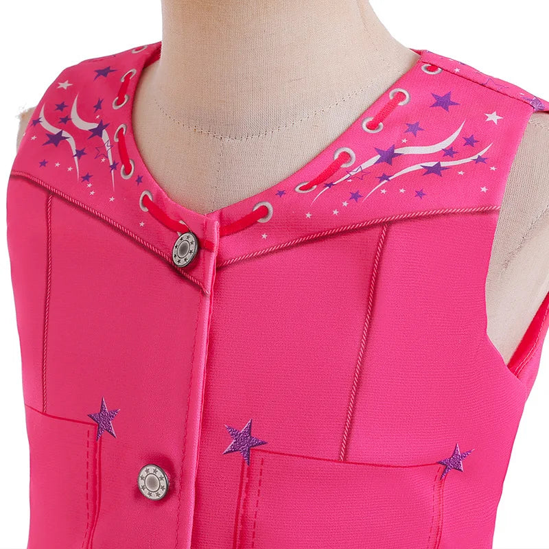 Barbie Pink Plaid Dress and Starry Pink Vest - Perfect for Birthday Party