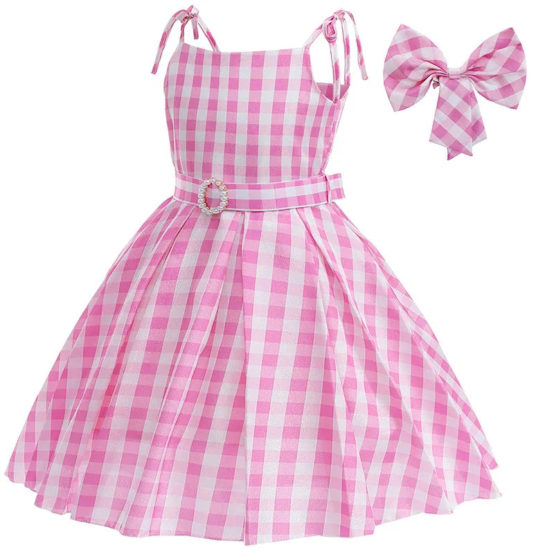 Barbie Pink Plaid Dress and Starry Pink Vest - Perfect for Birthday Party