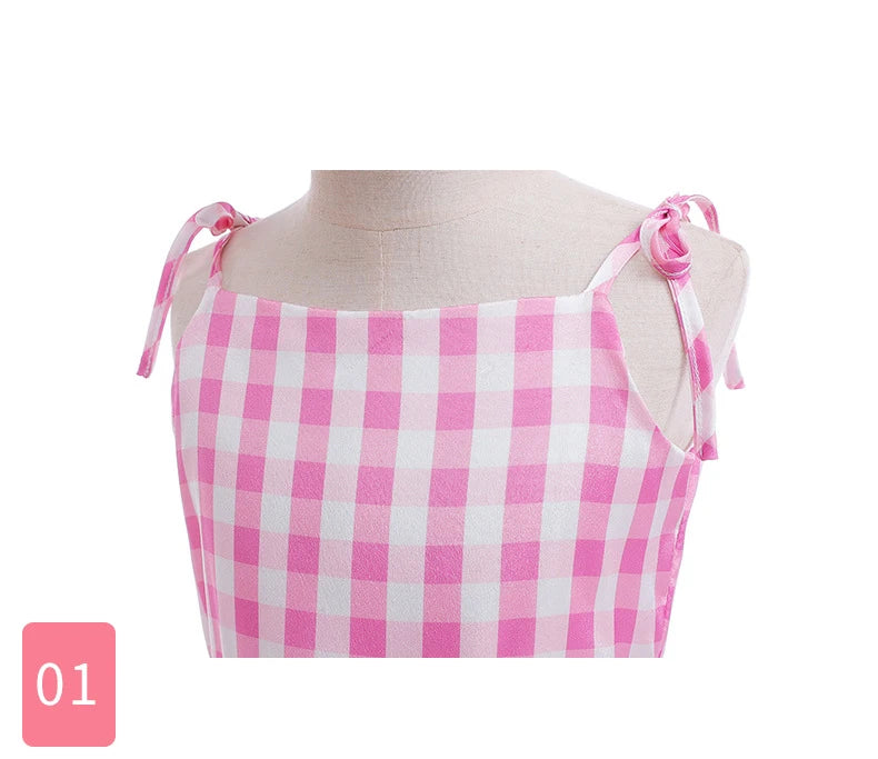 Barbie Pink Plaid Dress and Starry Pink Vest - Perfect for Birthday Party