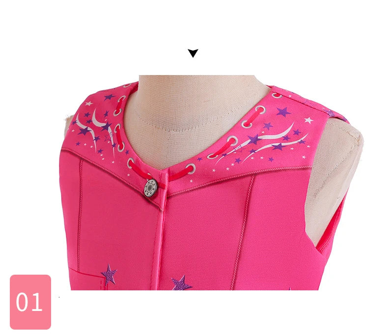 Barbie Pink Plaid Dress and Starry Pink Vest - Perfect for Birthday Party