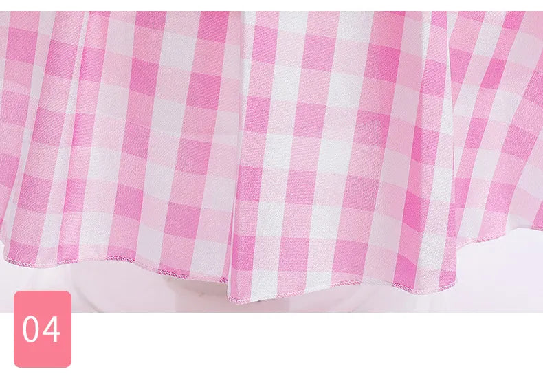 Barbie Pink Plaid Dress and Starry Pink Vest - Perfect for Birthday Party