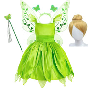 Green Fairy Girls Dress Baby Princess Evening Ruffles Fantasy Kids