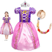 Frozen Rapunzel Belle Dress Summer for Kids with Wig