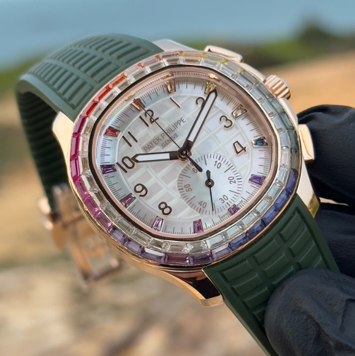 Patek Philippe Aquanaut Luce “Rainbow” Chronograph 40mm Green Rubber Strap
