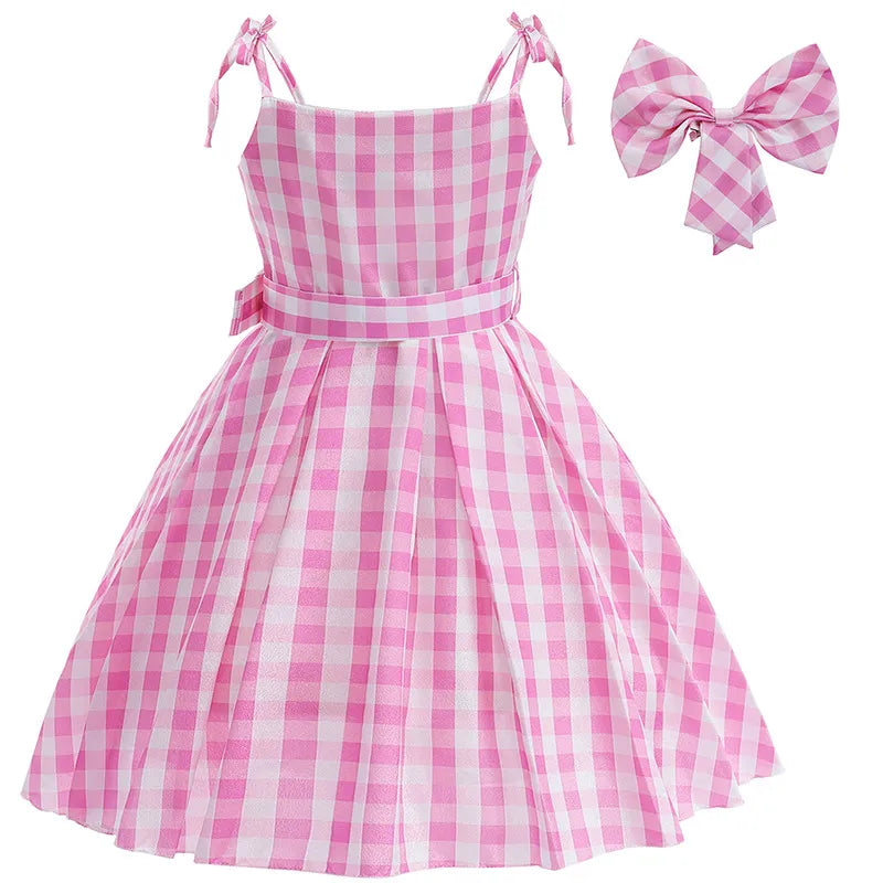 Barbie Pink Plaid Dress and Starry Pink Vest - Perfect for Birthday Party