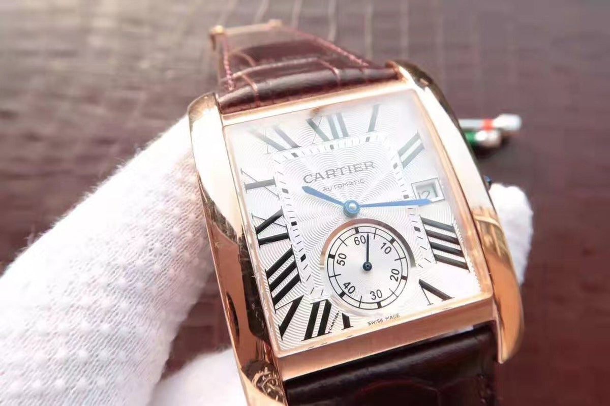 TANK MC ROSE GOLD 41 BROWN LEATHER STRAP