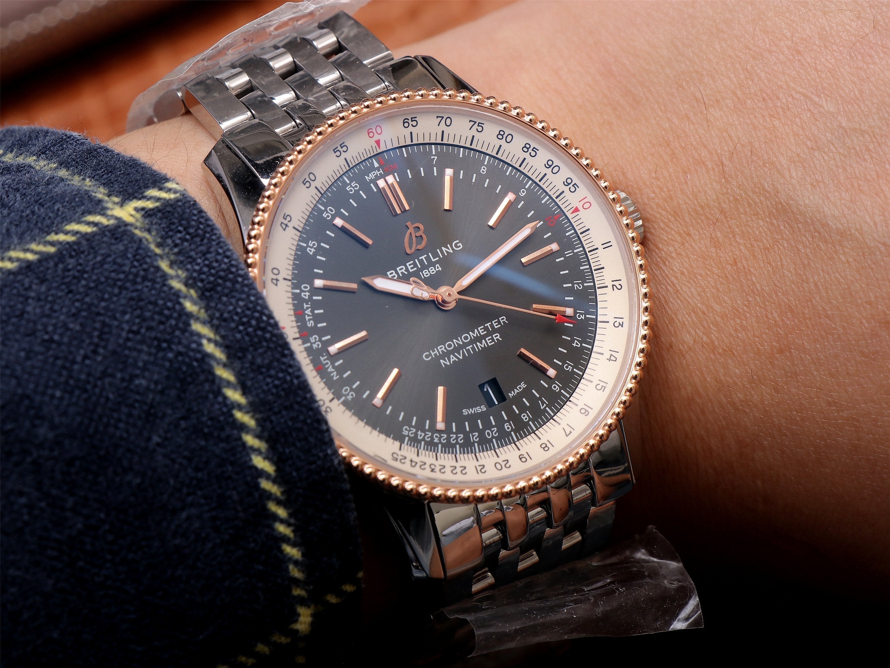 NAVITIMER CHRONOMETER 41MM ROSE GOLD GREY DIAL