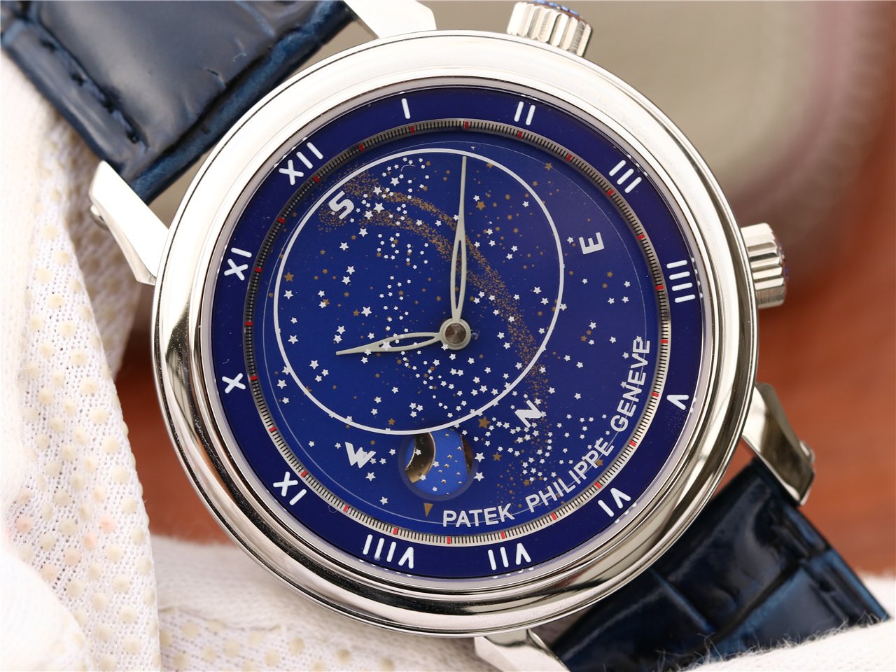 PATEK CELESTIAL SKY MOON WHITE GOLD 43MM BLUE DIAL
