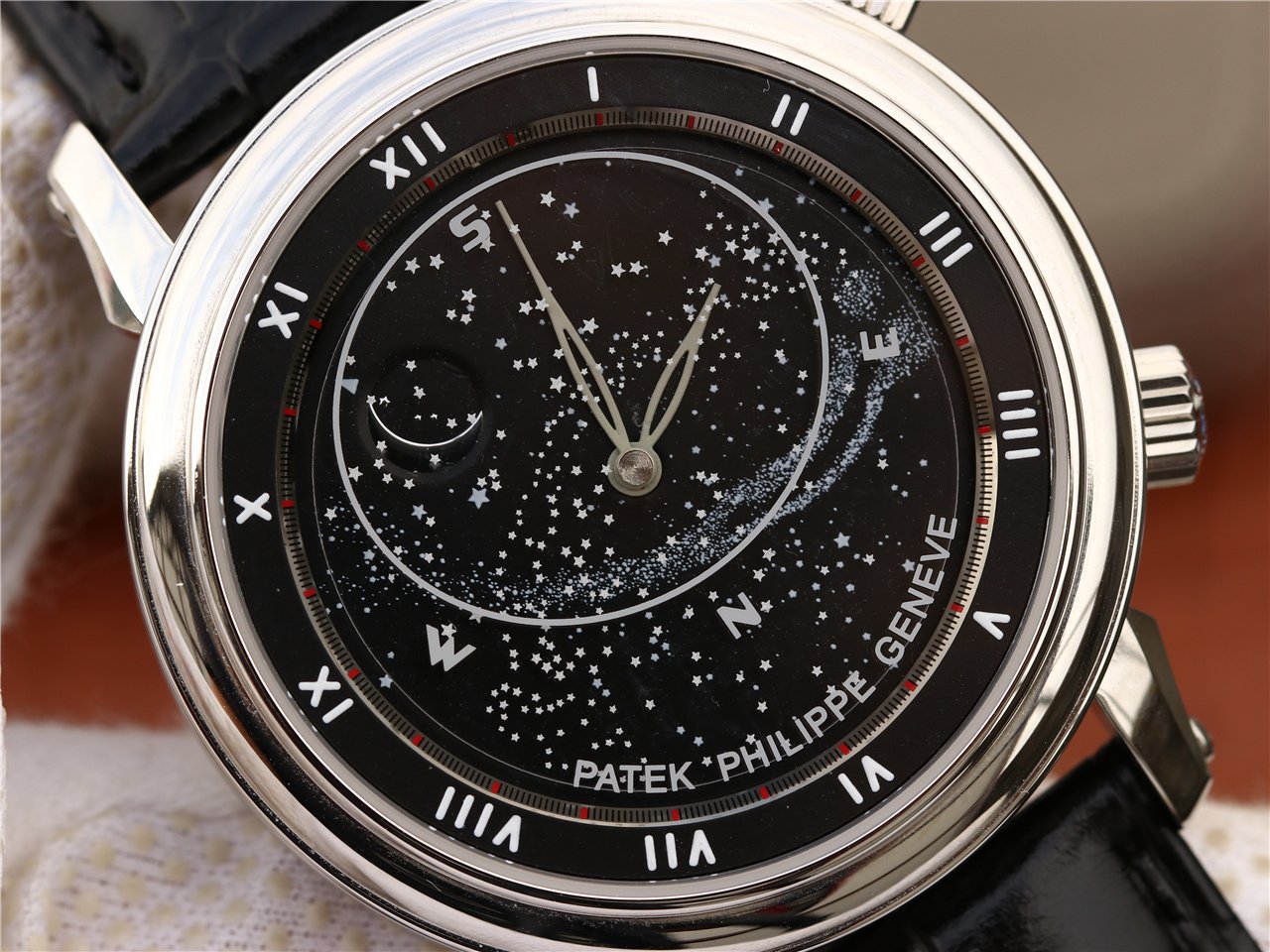 PATEK CELESTIAL SKY MOON WHITE GOLD 43MM BLACK DIAL