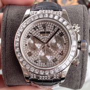 DAYTONA SET WITH 36 BAGUETTE-CUT DIAMONDS BLACK LEATHER