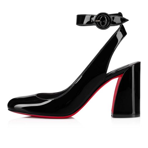 CL Miss Sab Sling Pumps 85mm Patent Leather Black
