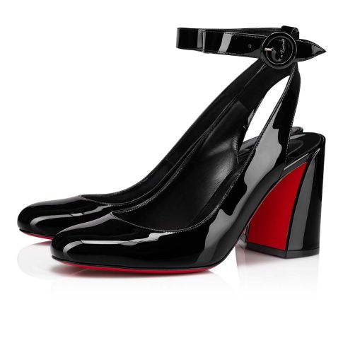 CL Miss Sab Sling Pumps 85mm Patent Leather Black