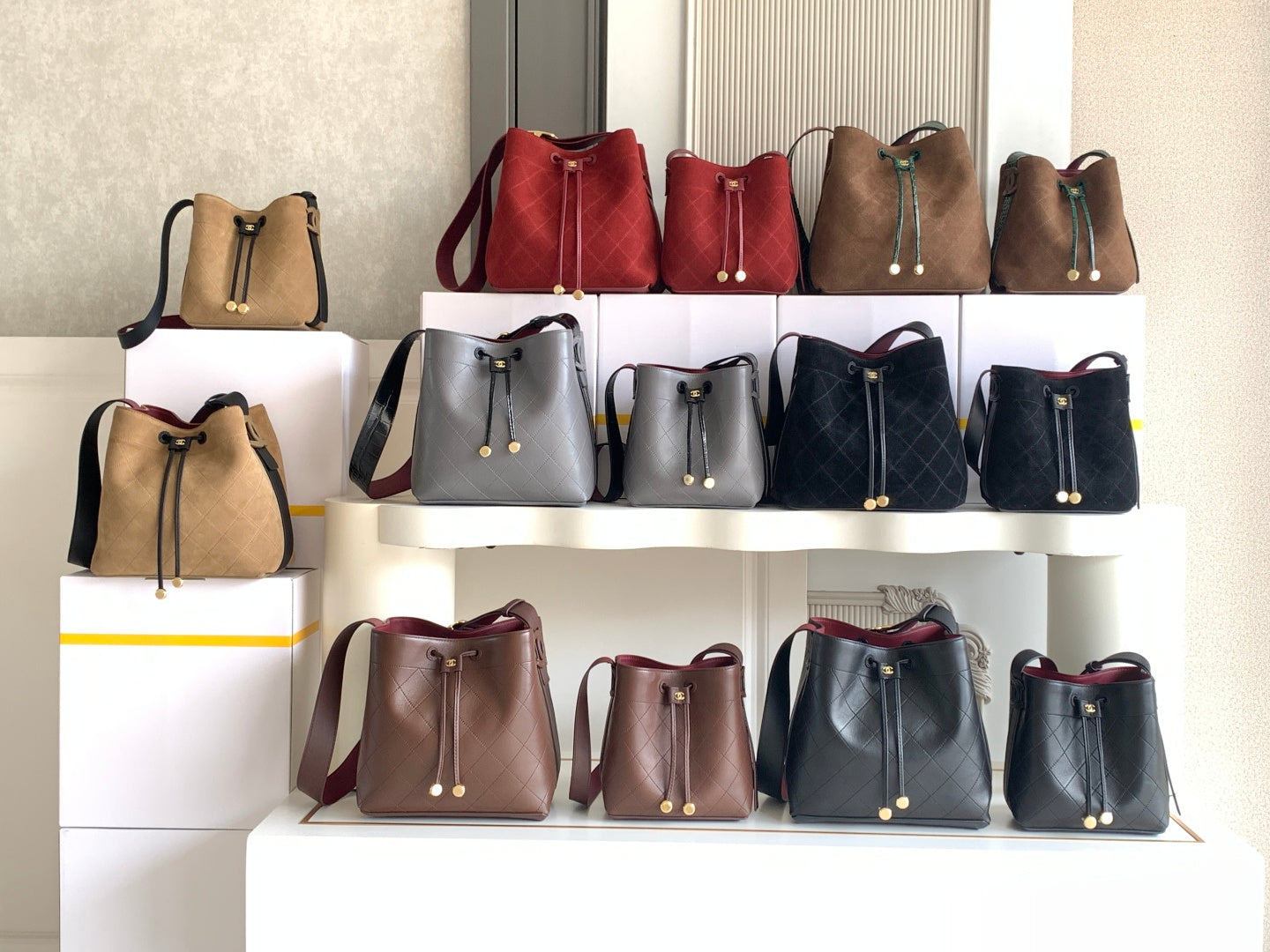 Chanel 2026 Bucket Bag Suede Leather 385786