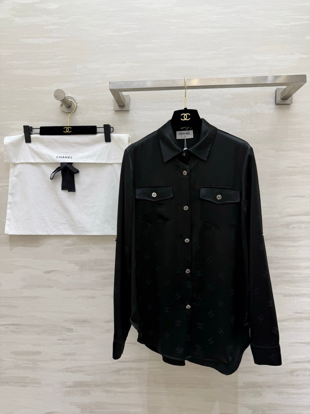 Chanel 2026 Double C Jacquard Acetate Silk Shirt 108151