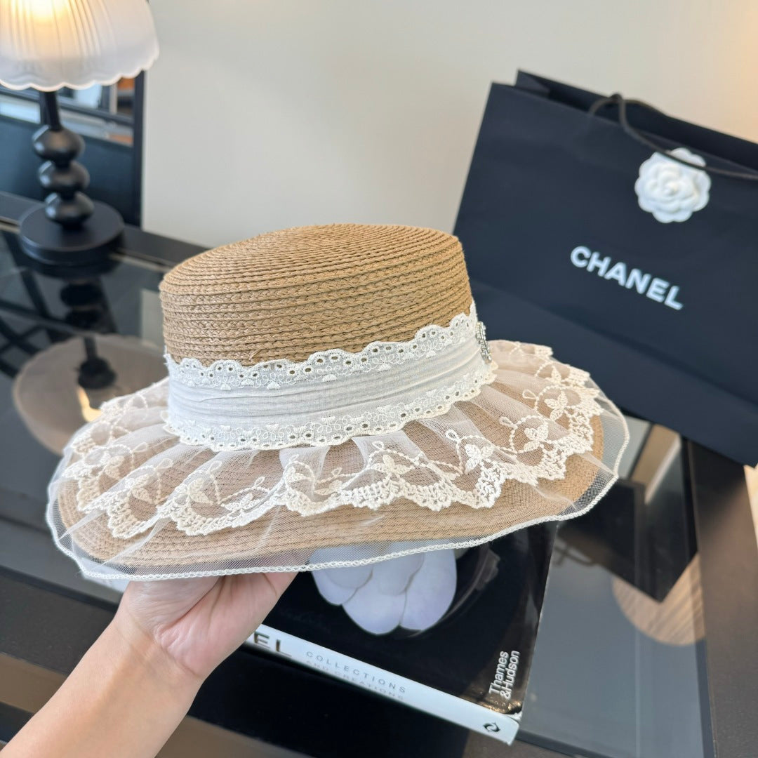Chanel Lace Straw Hat 400882