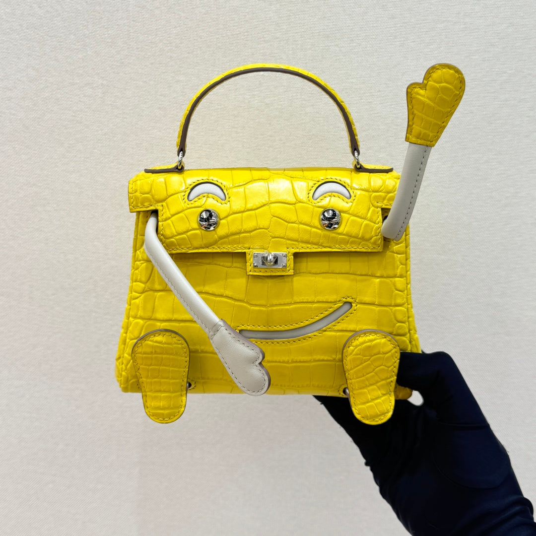 High-end Hermes 2026 Kelly Doll Picto Bag 16cm Crocodile Leather