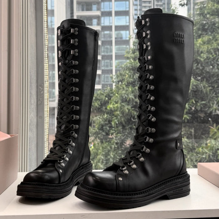 Miu Miu 2026 Hiking Knee-High Boots Cowhide 994174
