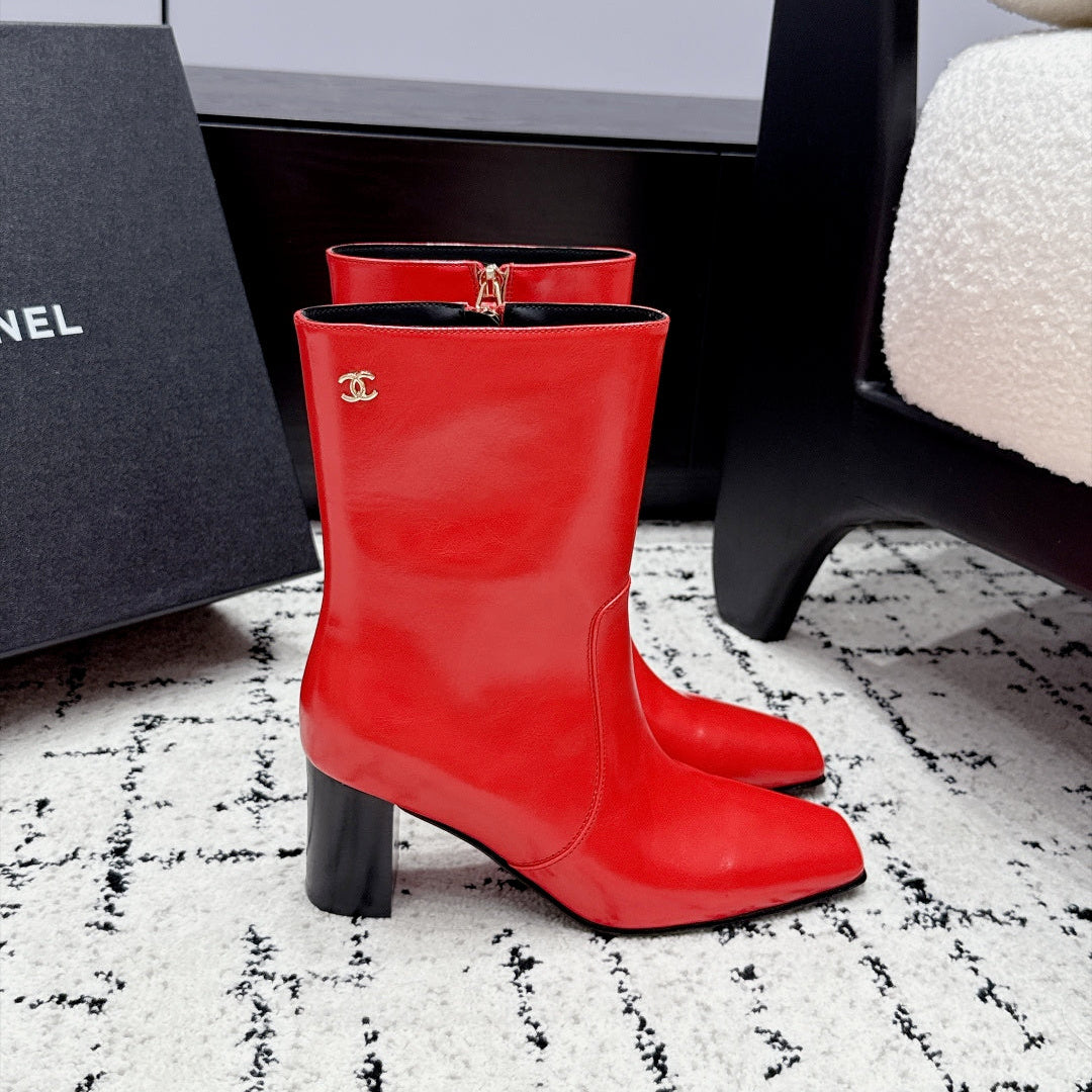Chanel 2026 Square Toe Ankle Boots 75mm Leather 194410