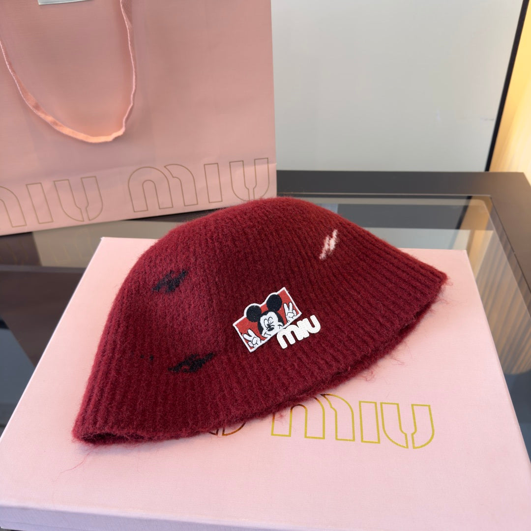 Miu Miu Wool Bucket Hat With Cartoon Character 477554