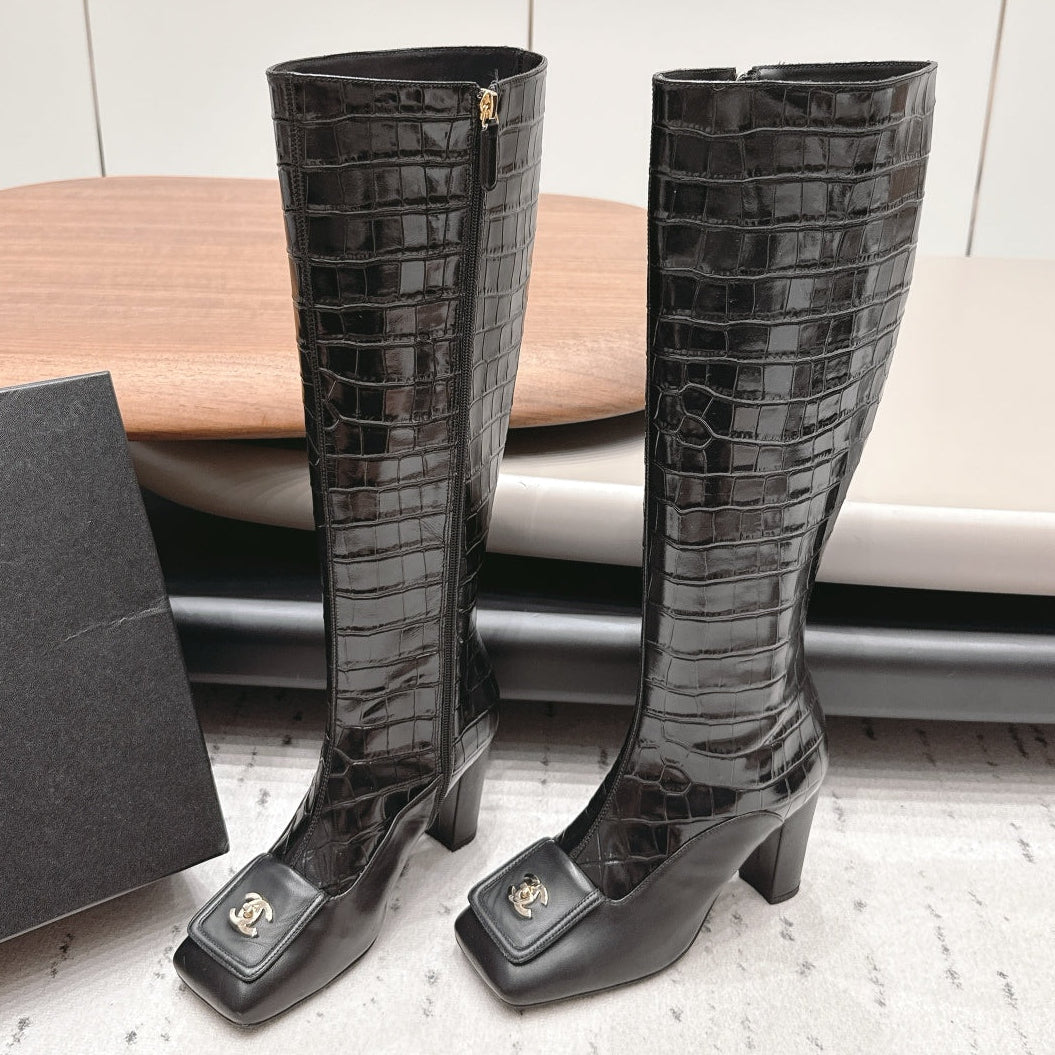 Chanel 2026 Square-Toe Boots 95mm Suede Leather 175837