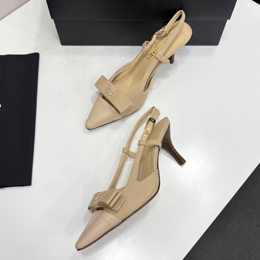 Chanel 2026 Bow Slingback 75mm Canvas Leather Suede 193798