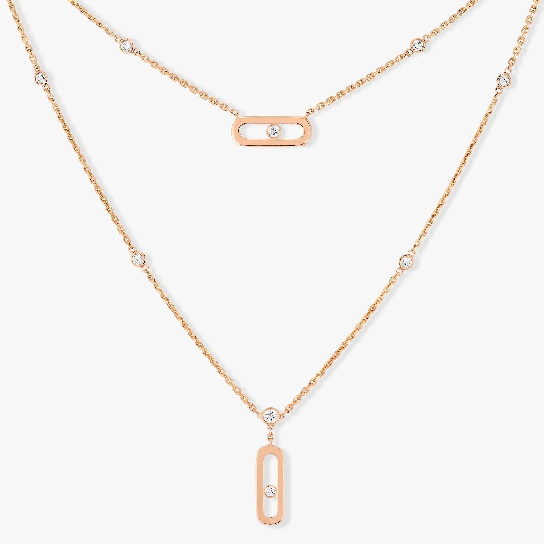 MOVE UNO 2 RANGS PAVED NECKLACE