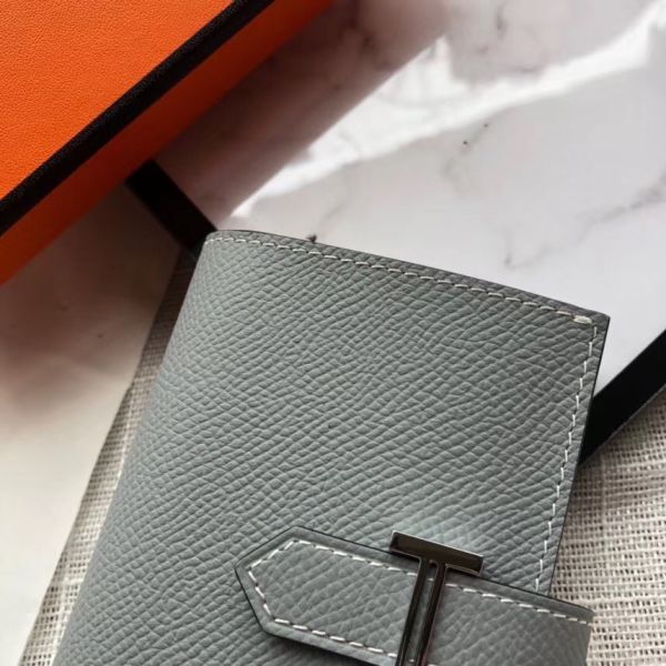 HM Bearn 10cm Mini Wallet In Blue Lin Epsom Leather