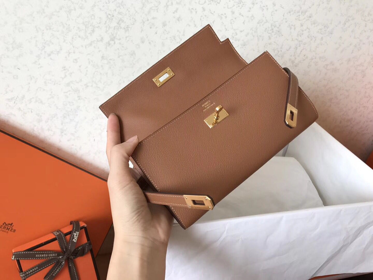 Kelly Long Wallet 20cm Brown Epsom Leather