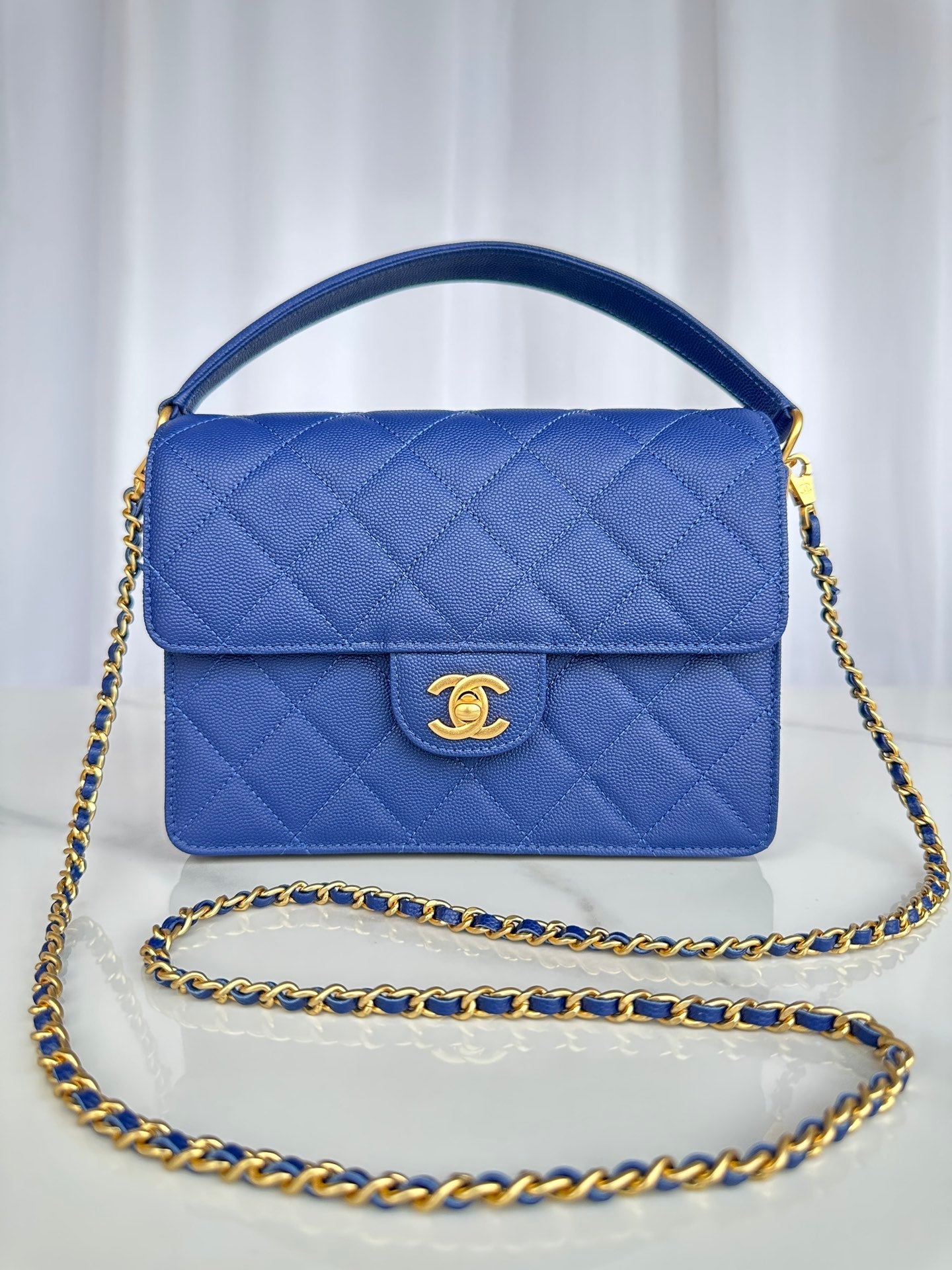 Chanel 2026 Flap Bag with Top Handle Gum-grain Cowhide