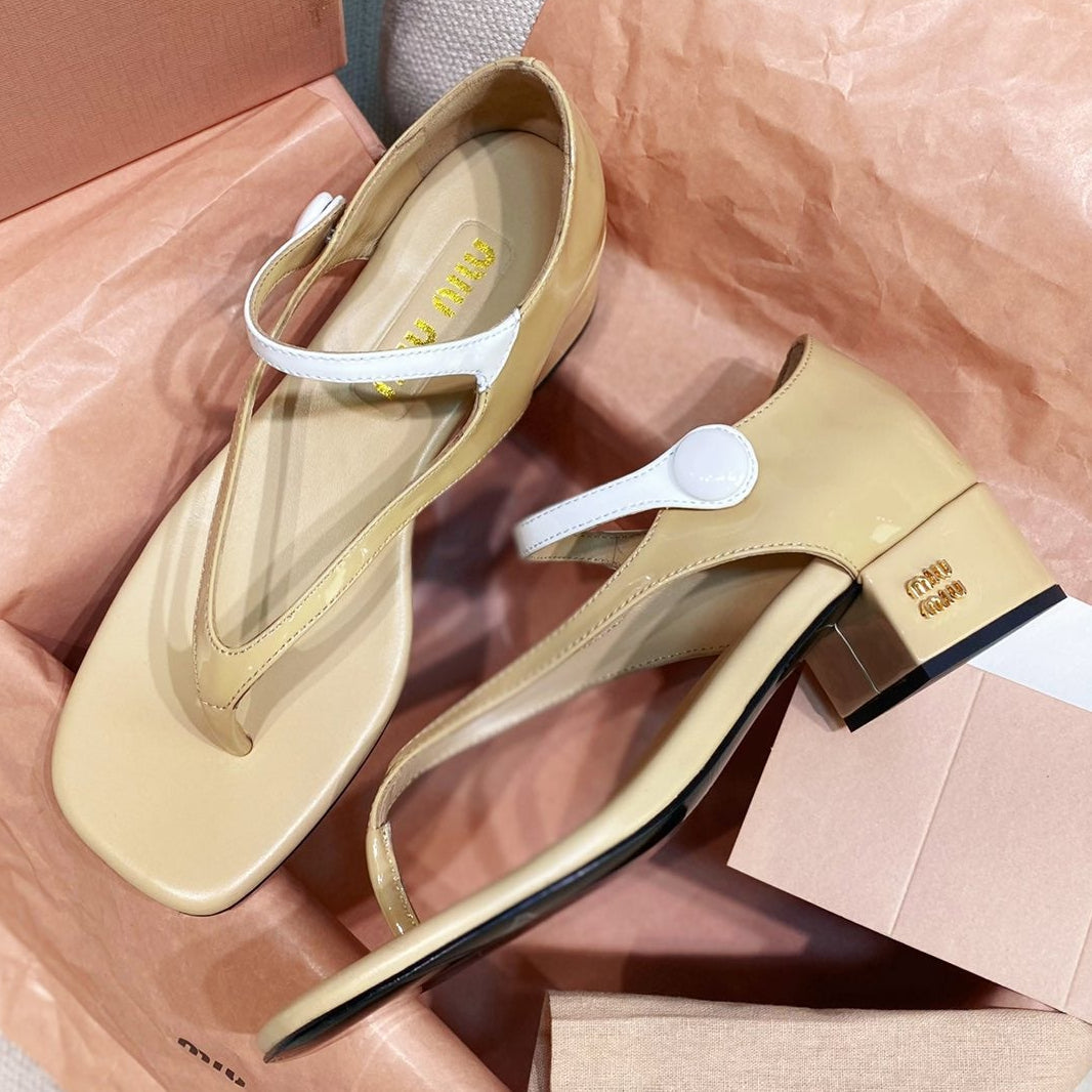 Miu Miu 2026 Thong Sandals 40mm Patent Leather 155474