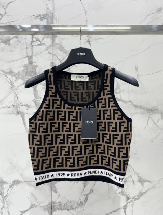 Fendi Knitted Camisole Vest Jacquard Fabric