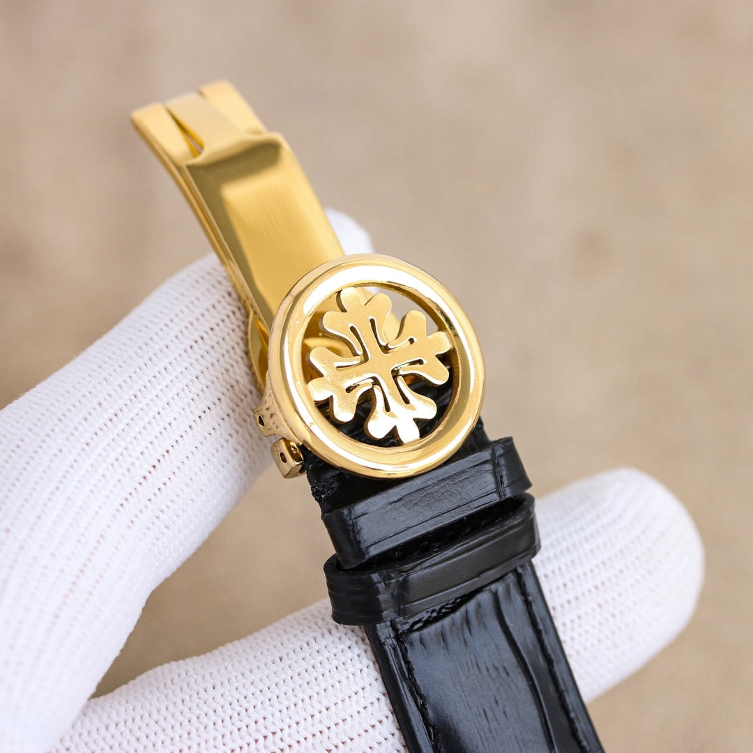 Patek Philippe Annual Calendar 42mm Gold Case Black Leather Strap