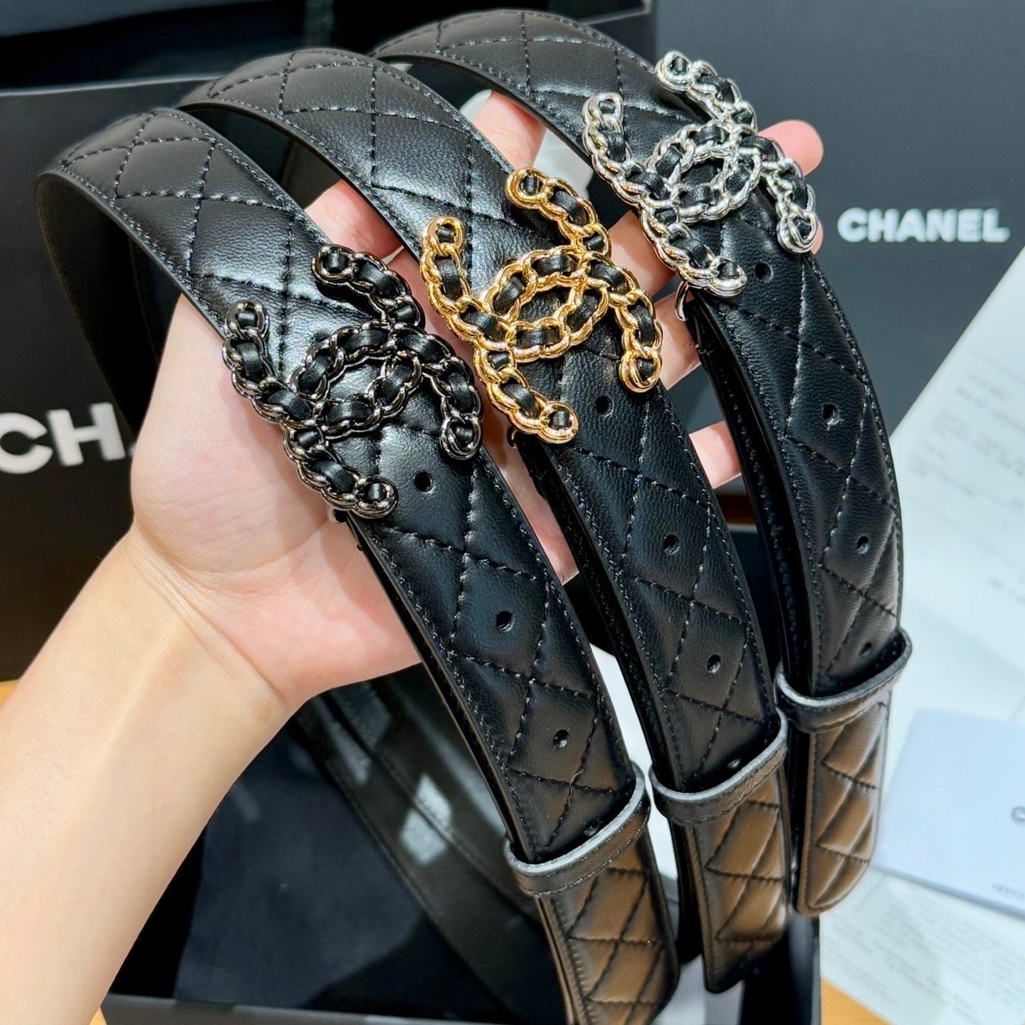Chanel 2026 Quilted Belt 30mm Sheepskin