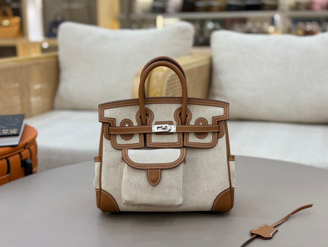 High-end Hermes 2026 Birkin Cargo 25cm Swift Leather Canvas