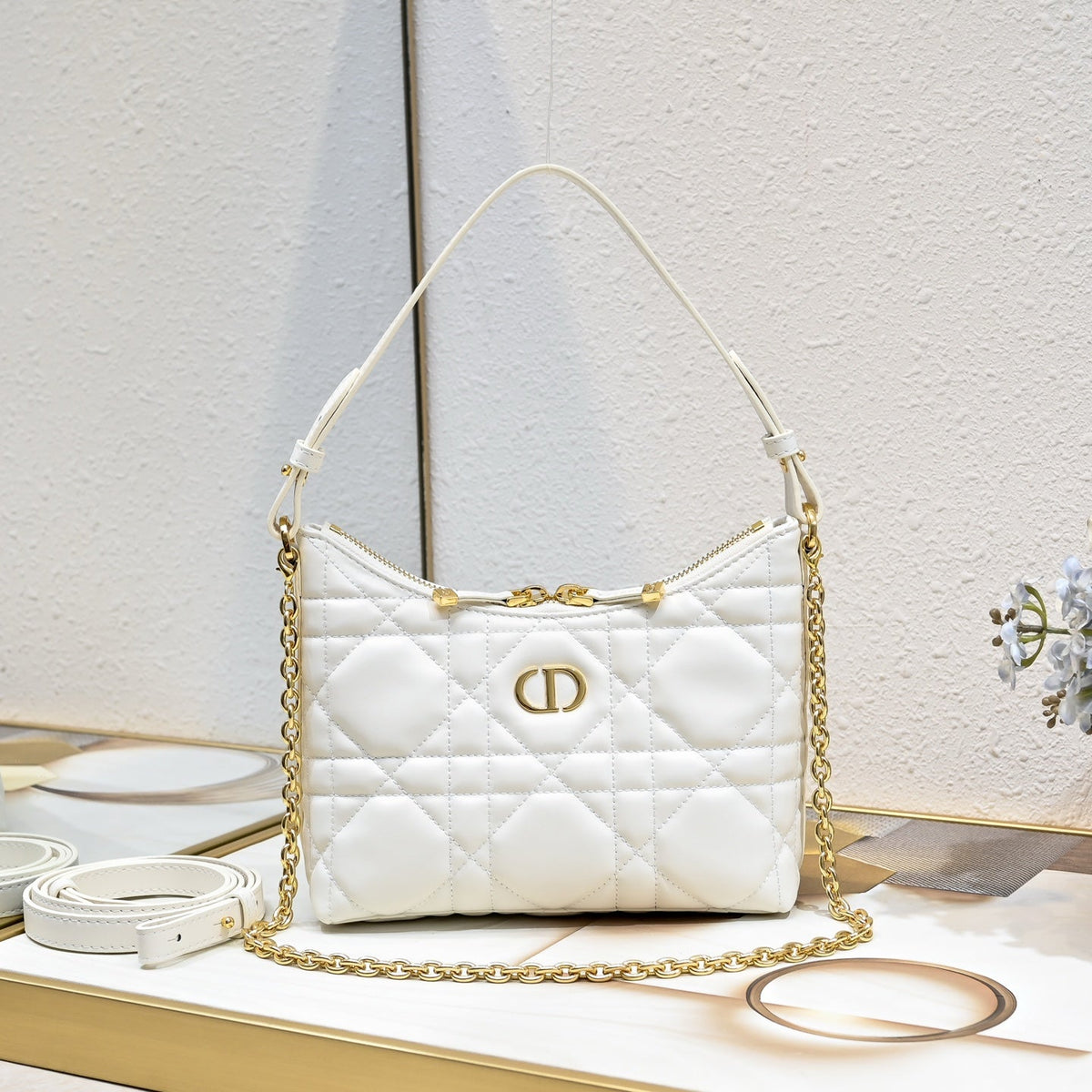 Dior 2026 Montaigne Bag With Chain 21cm Lambskin Fabric